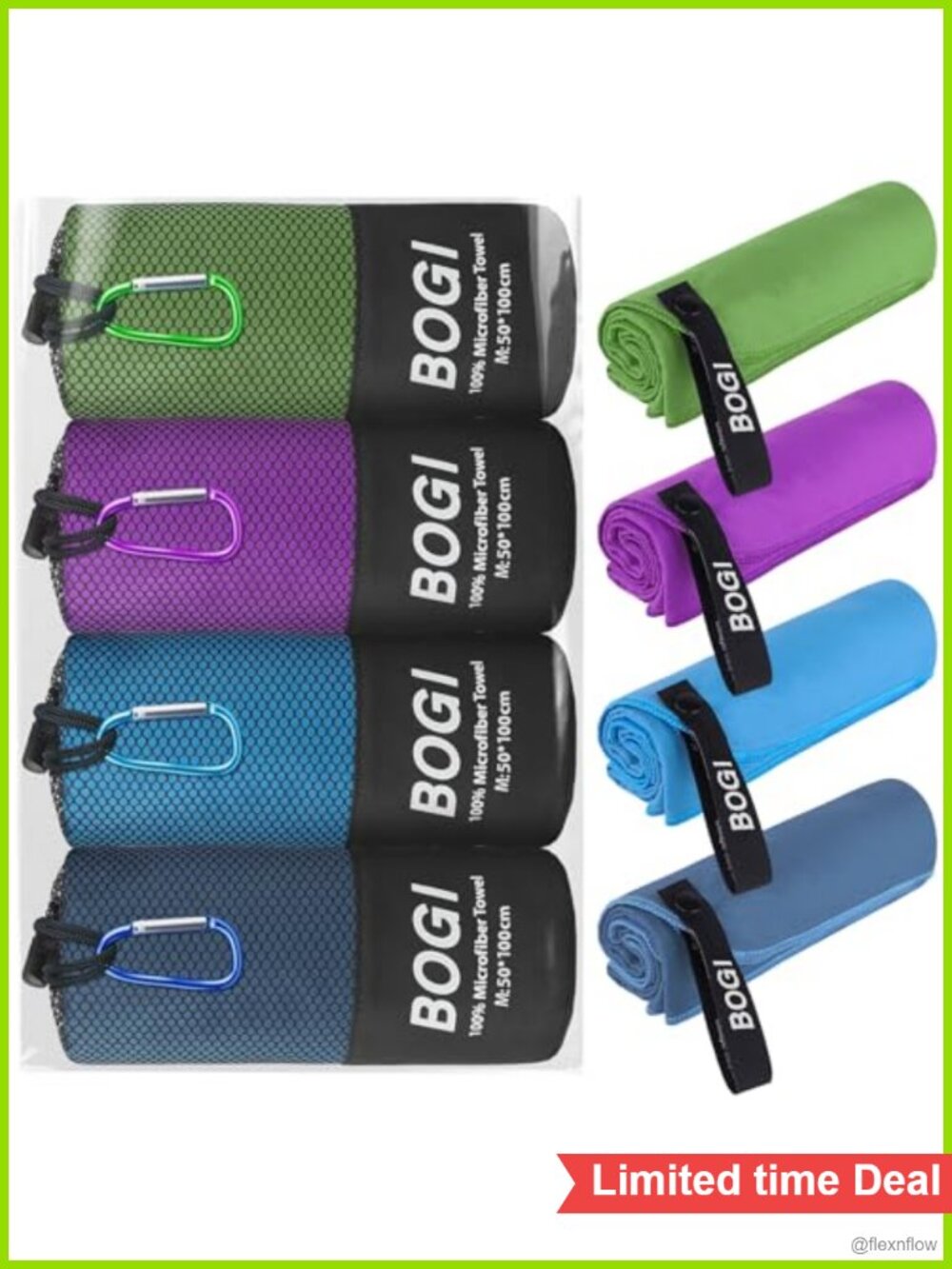 4 Pack Microfiber Travel Sports Towels Quick Dry Lightweight Compact